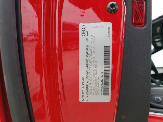 WAUY4GF50JN013318 - 2018 AUDI S5 PREMIUM PLUS 红色 照片 12