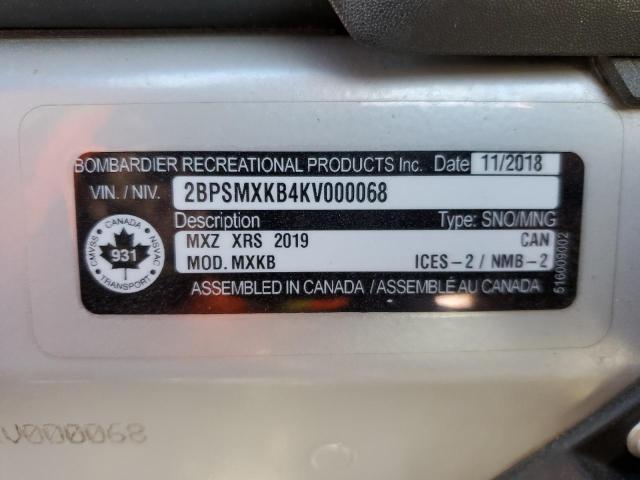 2BPSMXKB4KV000068 - 2019 SKI DOO MXZX850 YELLOW photo 10