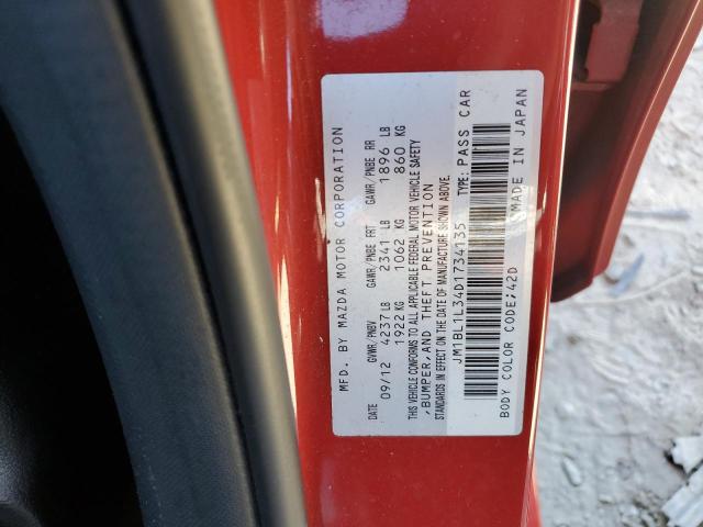 JM1BL1L34D1734135 - 2013 MAZDA SPEED 3 RED photo 12