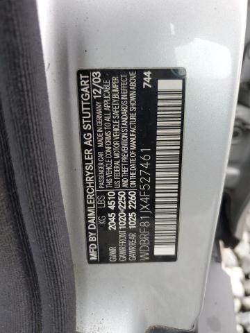 WDBRF81JX4F527461 - 2004 MERCEDES-BENZ C 240 4MATIC SILVER photo 12