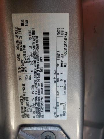 1FMCU0F78EUC31195 - 2014 FORD ESCAPE S SILVER photo 13