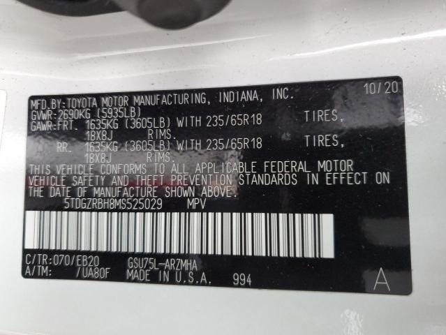 5TDGZRBH8MS525029 - 2021 TOYOTA HIGHLANDER XLE WHITE photo 13