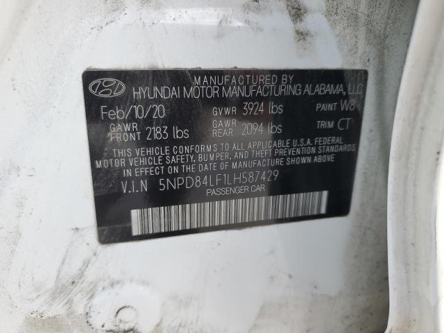 5NPD84LF1LH587429 - 2020 HYUNDAI ELANTRA SEL WHITE photo 12