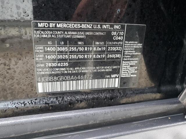 4JGBB8GB0BA646172 - 2011 MERCEDES-BENZ ML 350 4MATIC BLACK photo 13