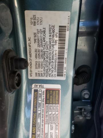 5J6RM4H55GL008519 - 2016 HONDA CR-V EX BLUE photo 13