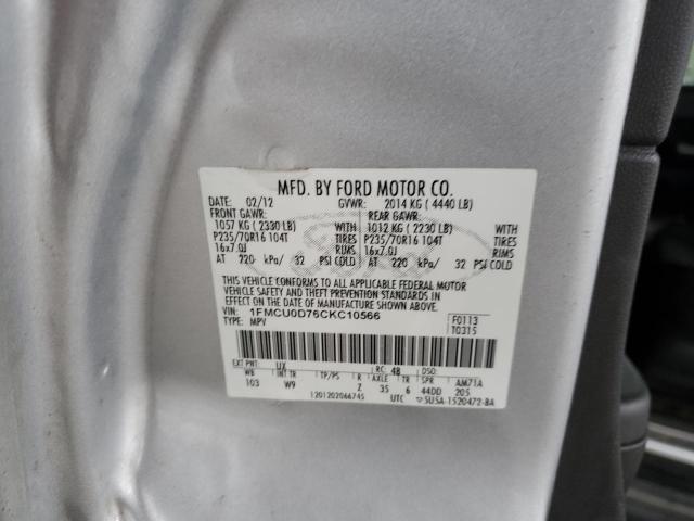 1FMCU0D76CKC10566 - 2012 FORD ESCAPE XLT SILVER photo 13