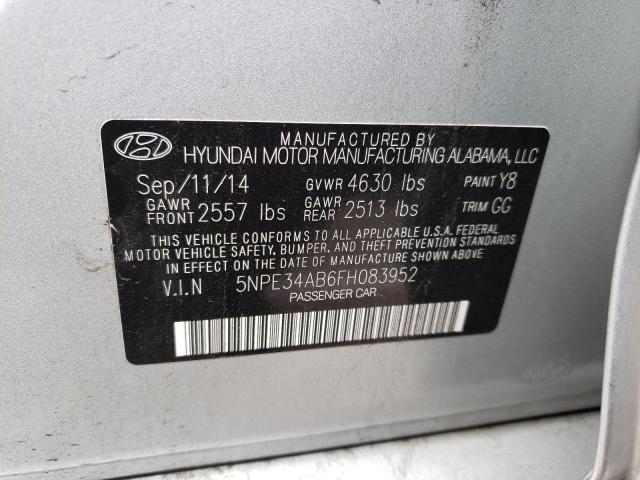 5NPE34AB6FH083952 - 2015 HYUNDAI SONATA SPORT SILVER photo 12