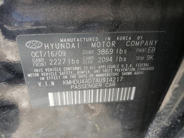 KMHDU4AD7AU914217 - 2010 HYUNDAI ELANTRA BLUE BLACK photo 12