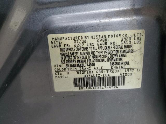 3N1AB61EX8L744976 - 2008 NISSAN SENTRA 2.0 GRAY photo 12