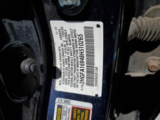 2HGFA16948H510265 - 2008 HONDA CIVIC EXL أزرق صورة 12