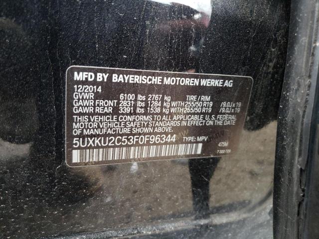 5UXKU2C53F0F96344 - 2015 BMW X6 XDRIVE35I BLACK photo 12