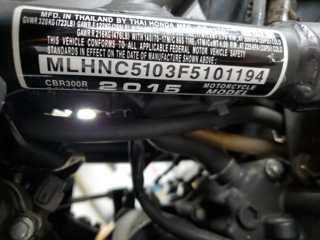 MLHNC5103F5101194 - 2015 HONDA CBR300 R BLACK photo 9