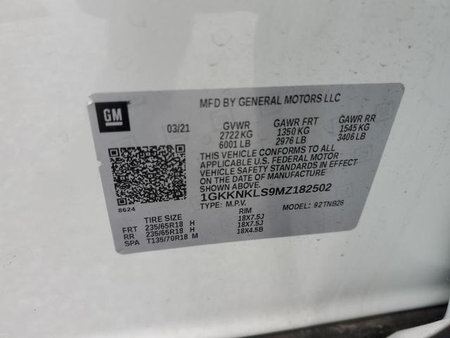 1GKKNKLS9MZ182502 - 2021 GMC ACADIA SLE WHITE photo 12