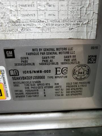 5GAKVBKD2FJ358968 - 2015 BUICK ENCLAVE SILVER photo 14