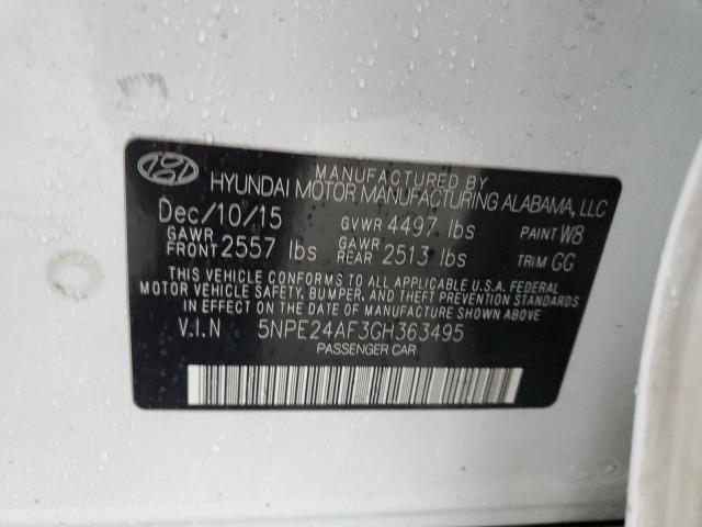 5NPE24AF3GH363495 - 2016 HYUNDAI SONATA SE WHITE photo 12