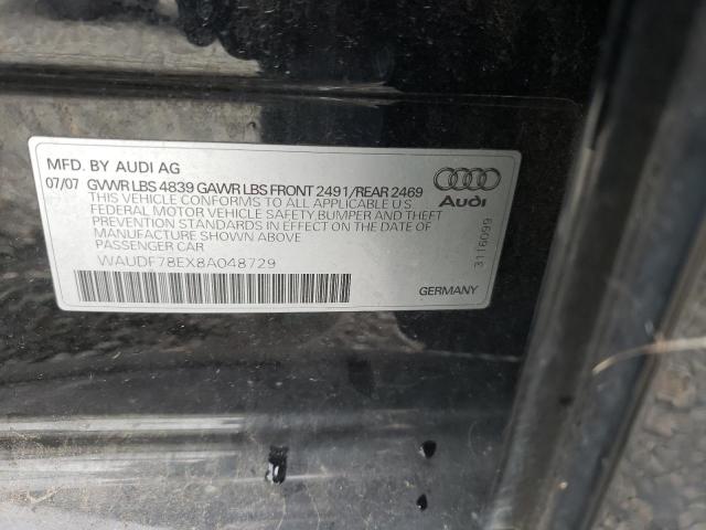 WAUDF78EX8A048729 - 2008 AUDI A4 2.0T QUATTRO BLACK photo 12