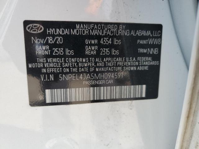 5NPEL4JA5MH094591 - 2021 HYUNDAI SONATA SEL WHITE photo 12