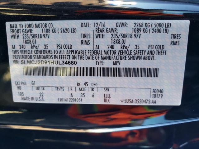 5LMCJ2D91HUL34680 - 2017 LINCOLN MKC SELECT 黑色 照片 13