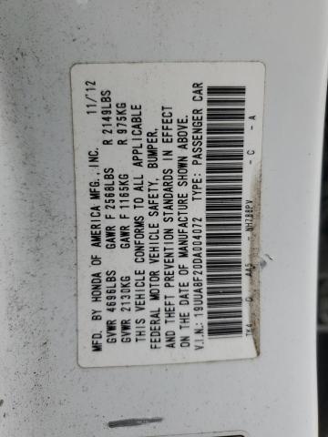 19UUA8F20DA004072 - 2013 ACURA TL WHITE photo 13