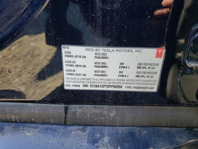 5YJSA1CP7DFP06958 - 2013 TESLA MODEL S Mavi foto 12