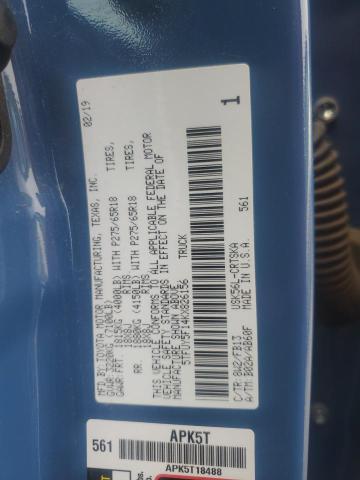 5TFUY5F14KX826156 - 2019 TOYOTA TUNDRA DOUBLE CAB SR/SR5 BLUE photo 12