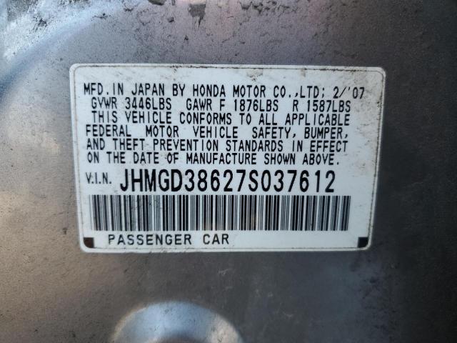 JHMGD38627S037612 - 2007 HONDA FIT S SILVER photo 14