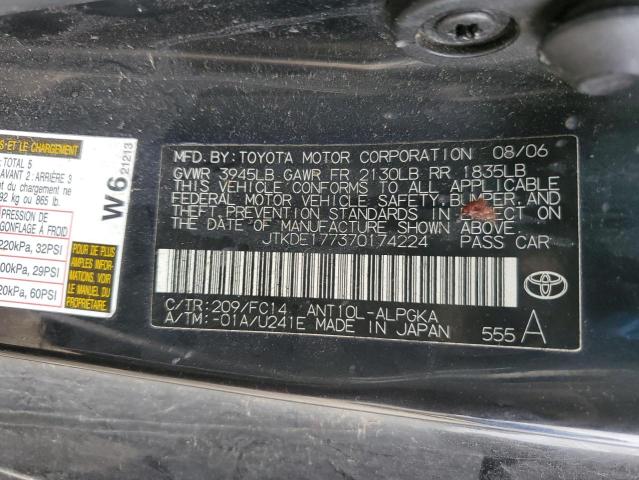 JTKDE177370174224 - 2007 TOYOTA SCION TC შავი ფოტო 12