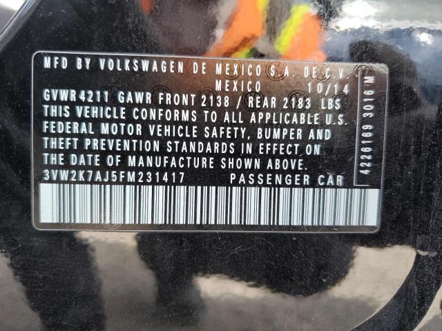 3VW2K7AJ5FM231417 - 2015 VOLKSWAGEN JETTA BASE 黑色 照片 12