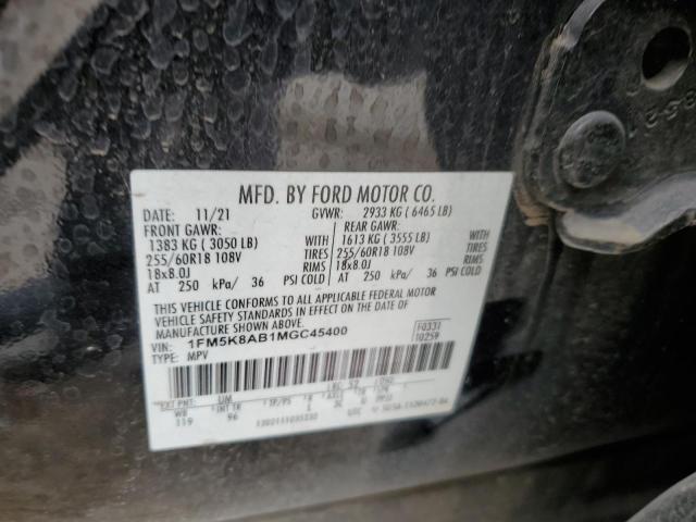 1FM5K8AB1MGC45400 - 2021 FORD EXPLORER POLICE INTERCEPTOR Սև լուսանկար 13