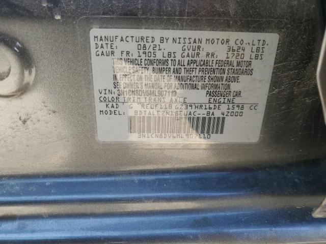 3N1CN8DV6ML907110 - 2021 NISSAN VERSA S GRAY photo 12