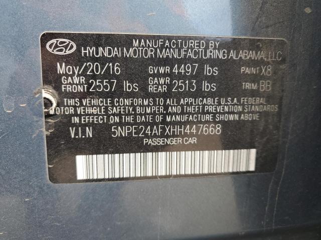 5NPE24AFXHH447668 - 2017 HYUNDAI SONATA SE BLUE photo 12