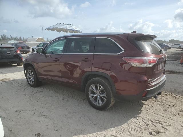 5TDKKRFH3ES013219 - 2014 TOYOTA HIGHLANDER XLE BURGUNDY photo 2