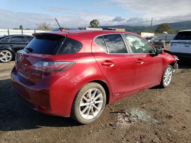 JTHKD5BHXC2075843 - 2012 LEXUS CT 200 RED photo 3