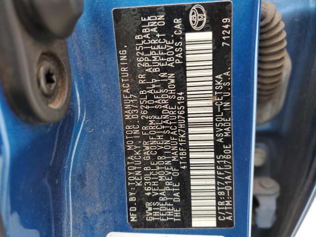 4T1BF1FK7HU765194 - 2017 TOYOTA CAMRY LE BLUE photo 13