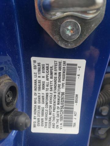 19XFC2F59JE026766 - 2018 HONDA CIVIC LX BLUE photo 12