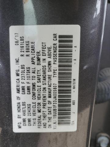 19UUB1F33JA005807 - 2018 ACURA TLX GRAY photo 12