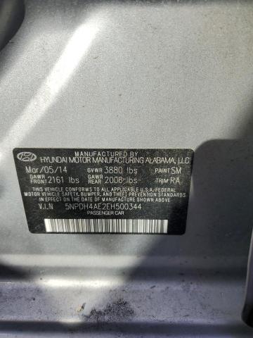 5NPDH4AE2EH500344 - 2014 HYUNDAI ELANTRA SE SILVER photo 12