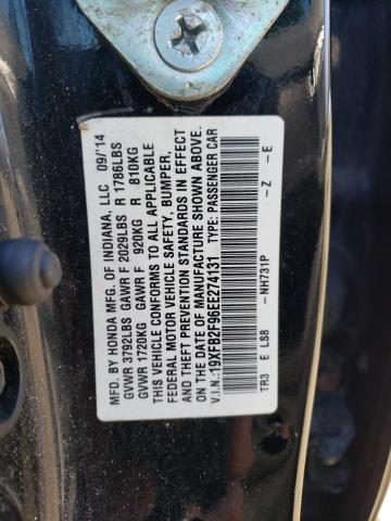 19XFB2F96EE274131 - 2014 HONDA CIVIC EXL შავი ფოტო 13