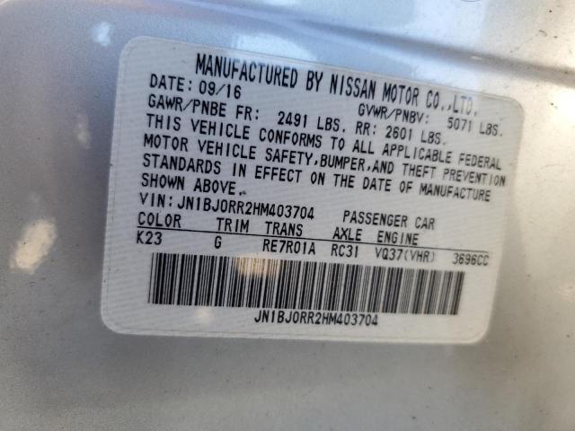 JN1BJ0RR2HM403704 - 2017 INFINITI QX50 SILVER photo 12