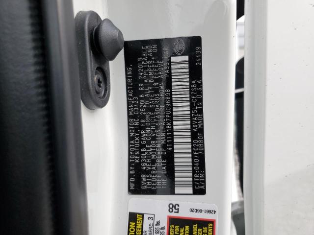 4T1T11BK7PU096898 - 2023 TOYOTA CAMRY SE NIGHT SHADE WHITE photo 12