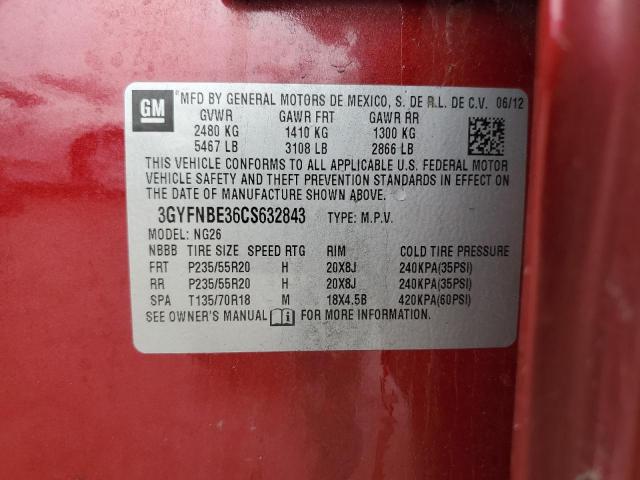 3GYFNBE36CS632843 - 2012 CADILLAC SRX PERFORMANCE COLLECTION Қызыл фото 14