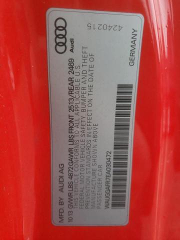 WAUGGAFR7EA030472 - 2014 AUDI S5 PREMIUM PLUS 红色 照片 12