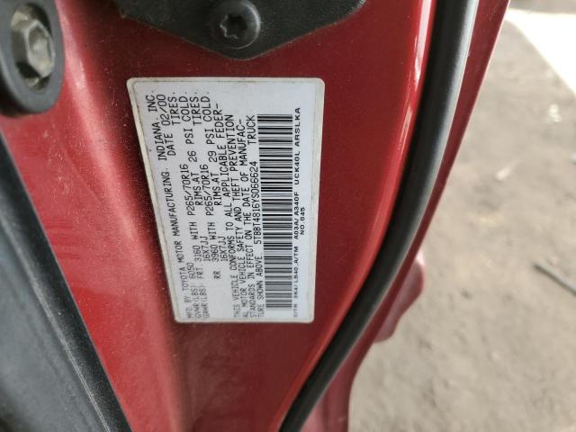 5TBBT4816YS066624 - 2000 TOYOTA TUNDRA ACCESS CAB LIMITED BURGUNDY photo 12