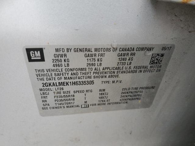 2GKALMEK1H6335305 - 2017 GMC TERRAIN SLE SILVER photo 13