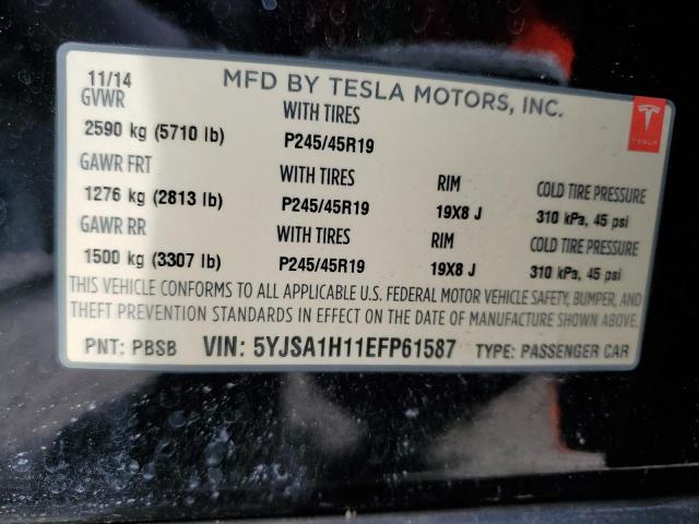 5YJSA1H11EFP61587 - 2014 TESLA MODEL S Սև լուսանկար 12