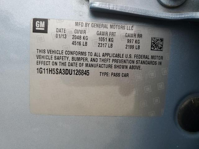 1G11H5SA3DU126845 - 2013 CHEVROLET MALIBU LTZ ლურჯი ფოტო 12