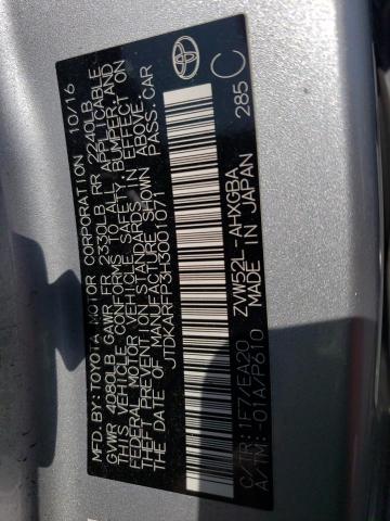 JTDKARFP3H3001071 - 2017 TOYOTA PRIUS PRIM ვერცხლისფერი ფოტო 12