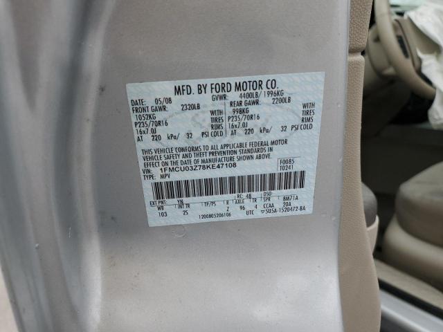 1FMCU03Z78KE47108 - 2008 FORD ESCAPE XLT SILVER photo 13