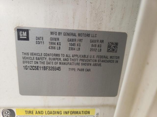 1G1ZC5E11BF326945 - 2011 CHEVROLET MALIBU 1LT 奶油色 照片 12