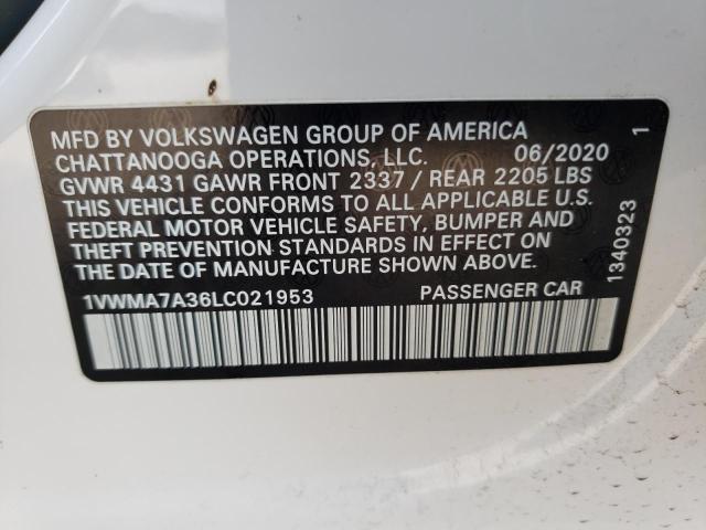 1VWMA7A36LC021953 - 2020 VOLKSWAGEN PASSAT R-LINE WHITE photo 13